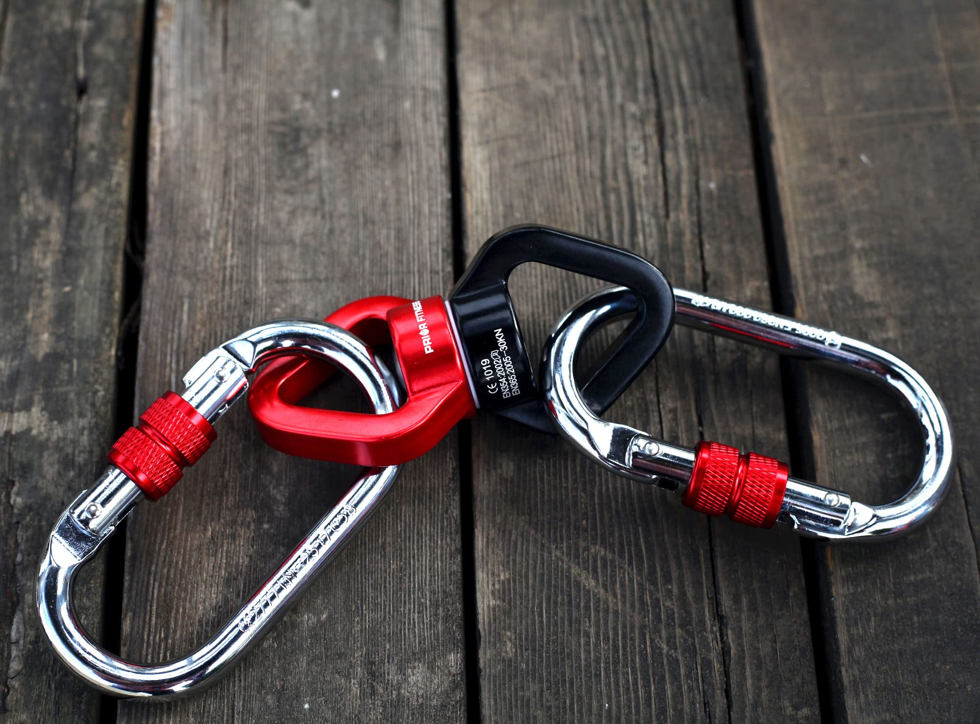 PRIOR FITNESS Accessori per altalena in seta 30KN rosso e nero Gancio girevole a 360° Certificato CE