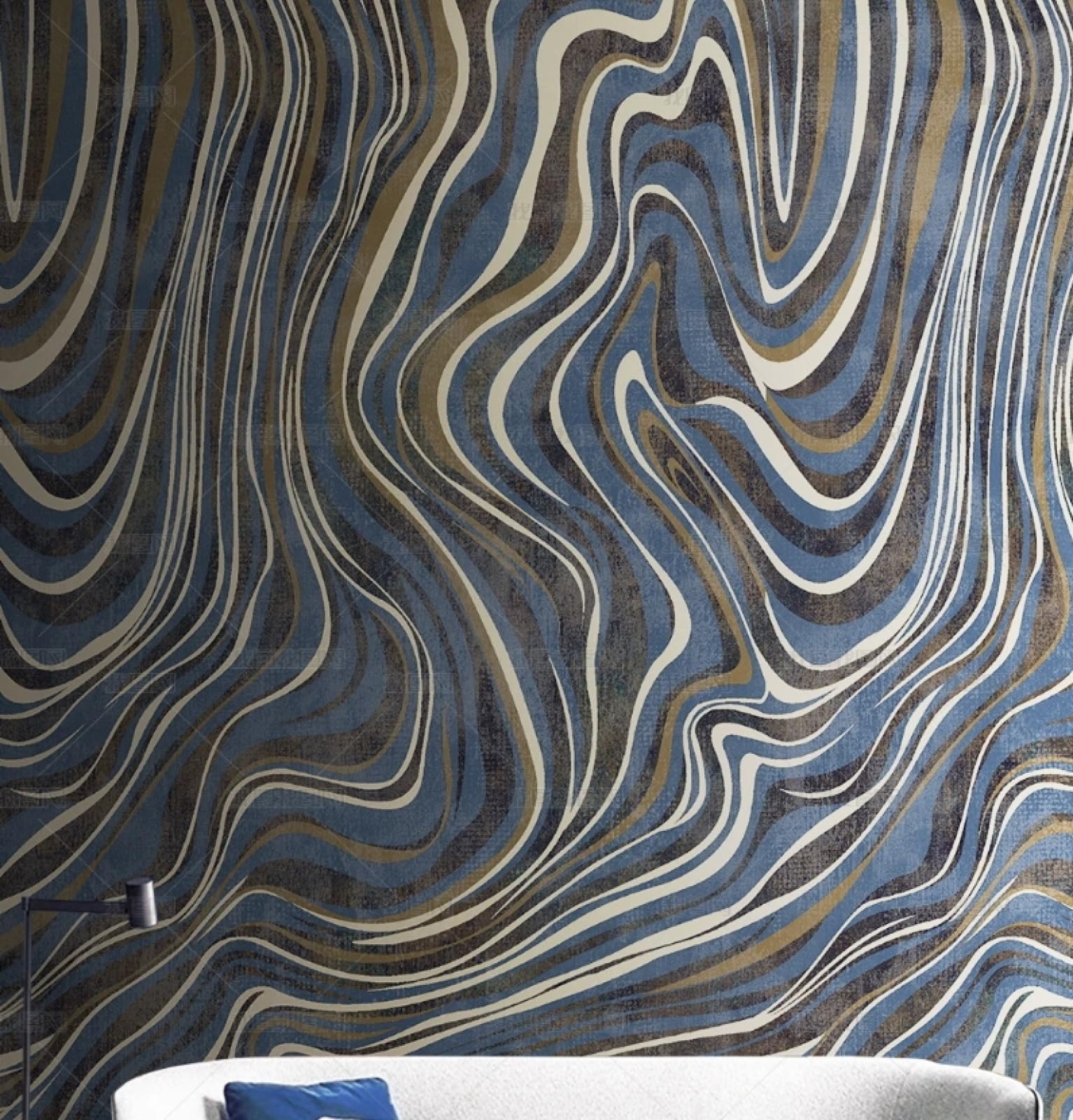 Papier peint autocollant vagues rétro vinyle imperméable 45x600cm