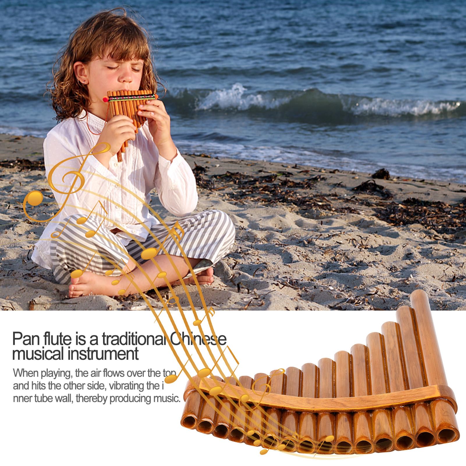 Flûte De Pan 15 Tuyaux En Bambou Avec Sac De Transport, Clé De Sol, Instrument De Musique Traditionnel Chinois, Flûte De Pan Fabriquée À La Main Pour Débutants, Étudiants, Enfant Et Adultes