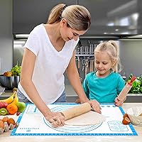 Vista 13 de Tapete de silicona, 28 x 20 pulgadas, extra grande, antiadherente, para hornear, con medición, tapete grueso reutilizable para mostrador de hojas