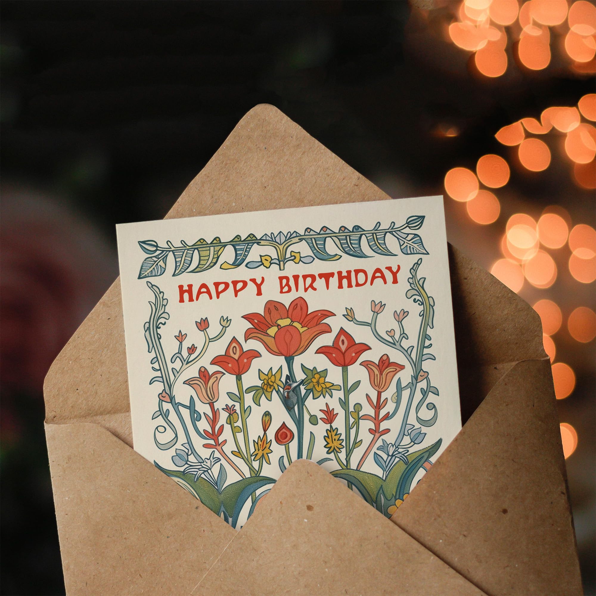 Biglietto Di Auguri Artery8 Compleanno - Coniglietti E Prato Fiorito - Per Lei (Nonna, Sorella, Figlia, Moglie) - 17,5 X 12,5 Cm - 5