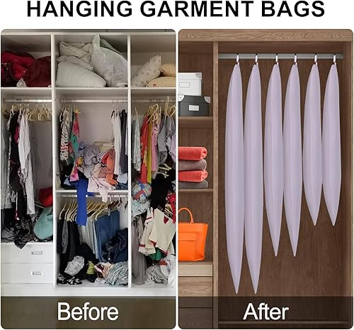 Miniatura 4 de Bolsas colgantes para ropa, bolsas de traje (juego de 10), cubierta antipolvo, bolsa de vestir transpirable para armario, almacenamiento de ropa o