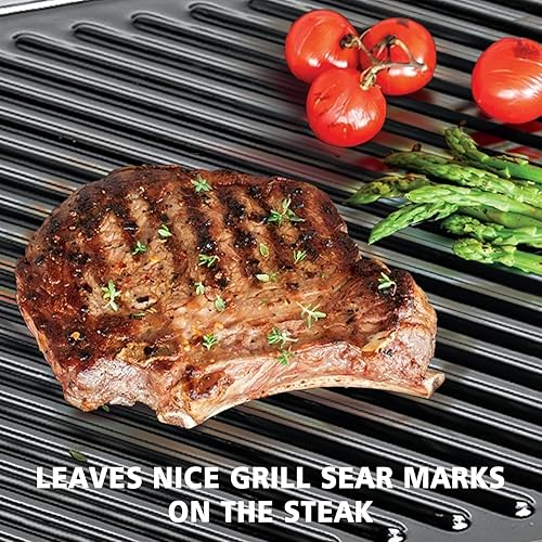 Miniatura 6 de Hisencn Plancha de hierro fundido esmaltado en porcelana, Sartén para estufa, Plancha antiadherente reversible plana superior, Plancha de doble