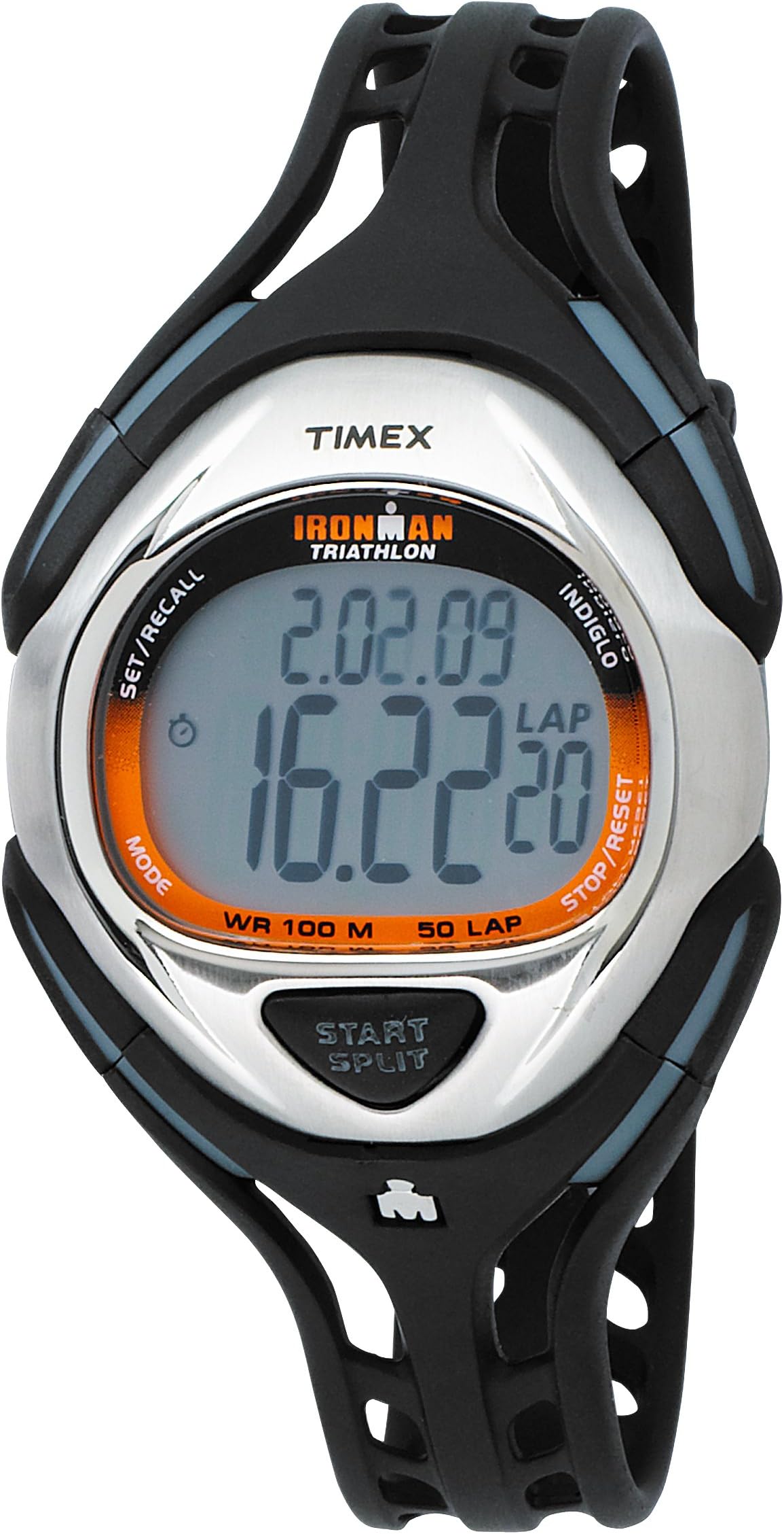 Timex T5H391 Timex Ironman Triathlon 50-Lap - Black-Orange-Silver Watch