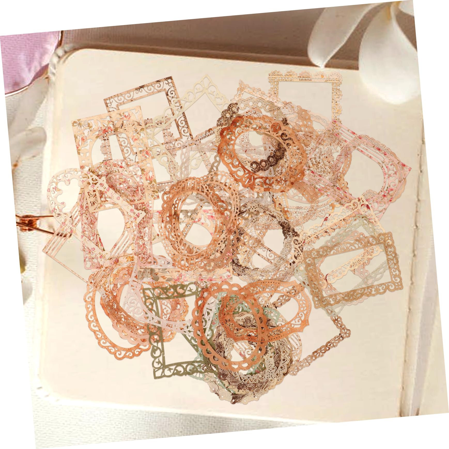 DOITOOL 3 Sätze Vintage Scrapbooking Papier Mit Spitzenrahmen Dekoratives Hintergrundpapier Für Diy Projekte Handgefertigte Grußkarten Und Bastelideen Romantische 60 Blätter * 3