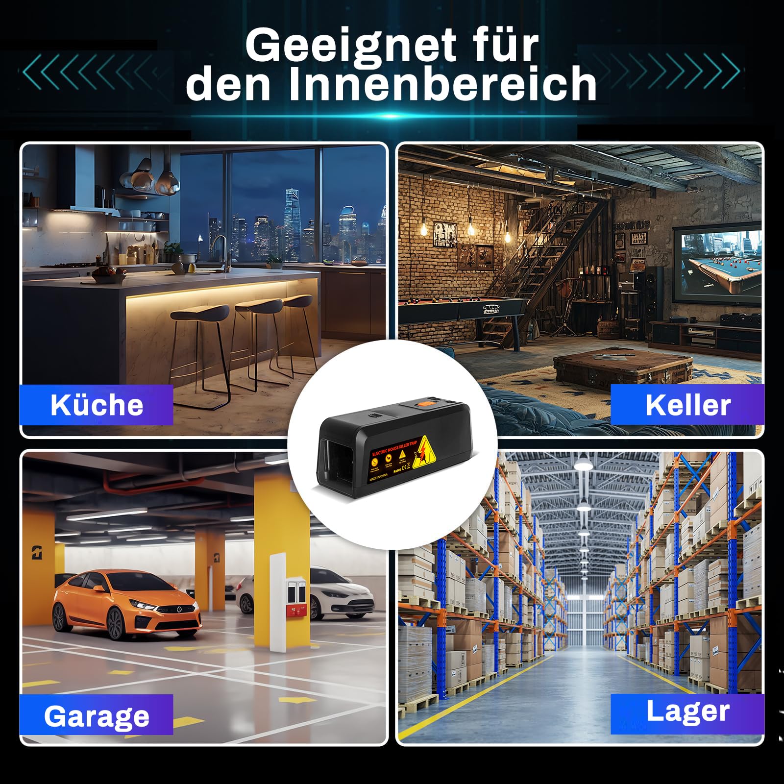 2800V Rattenfalle Elektrisch,Hochspannungs Elektrische Mausefalle,Rattenfallen Schlagfallen,Elektrischer Mausfänger,Schmerzloser Elektronische Schlagfalle