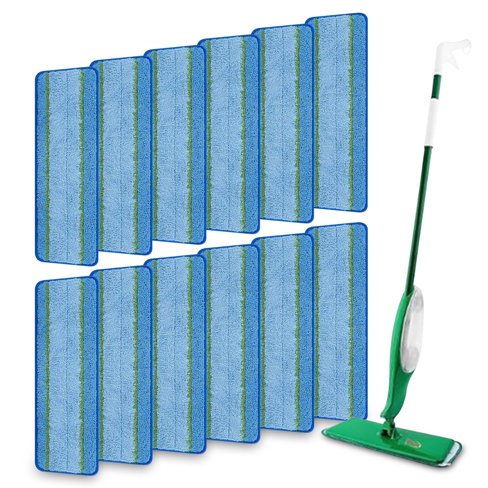 Paquete de 12 almohadillas de repuesto para fregona Libman Freedom, cabezal de repuesto de microfibra lavable y reutilizable, almohadillas de limpieza de suelos húmedos (azul)
