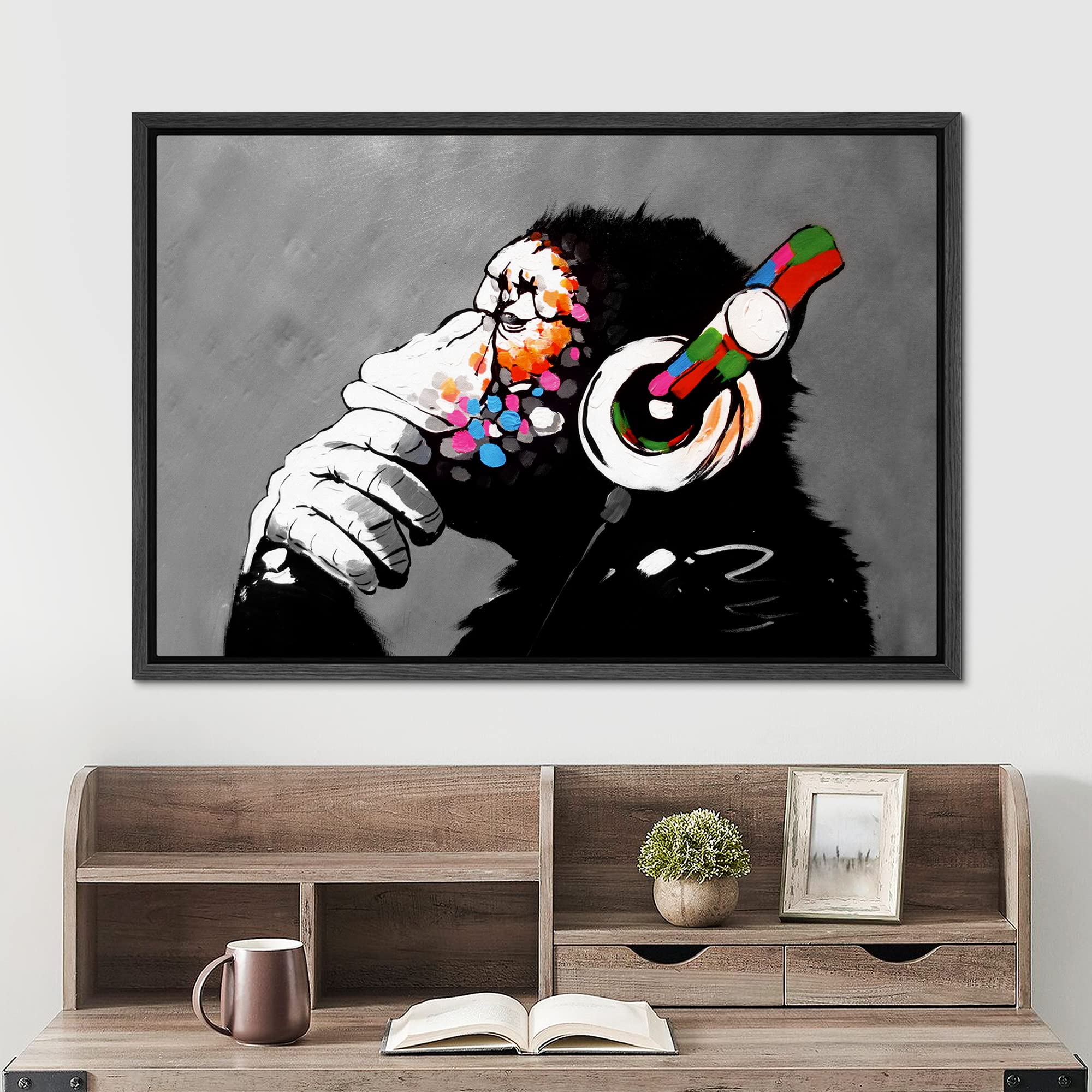 Amazon.com: SIGNWIN Framed Framed Canvas Wall Art Banksy Thinking