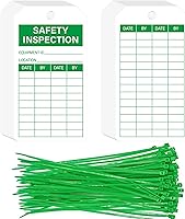 YHNTGB 90 Safety Inspection Tags with Green Zip Ties - Accident Prevention Labels for Scaffolds, Ladders, Machinery 5.51x3 Inch