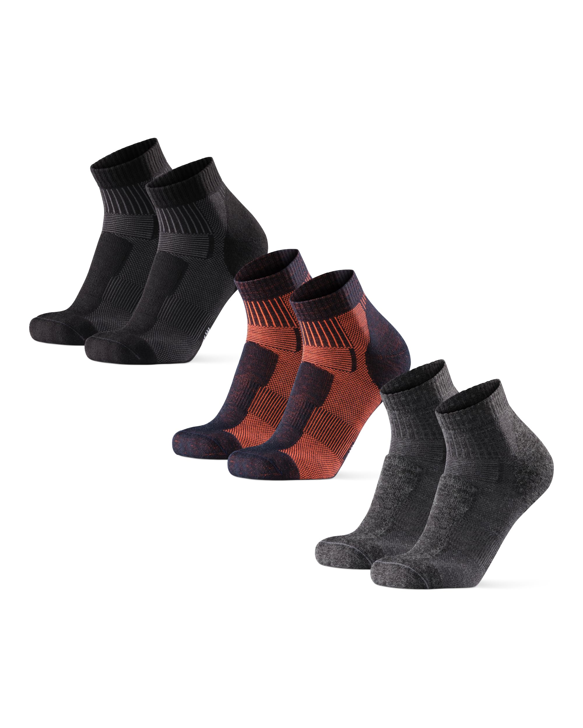 DANISH ENDURANCE 3 Low Cut Outdoor Hiking Socks in Merino Wool, Women & Men, 3-Pack