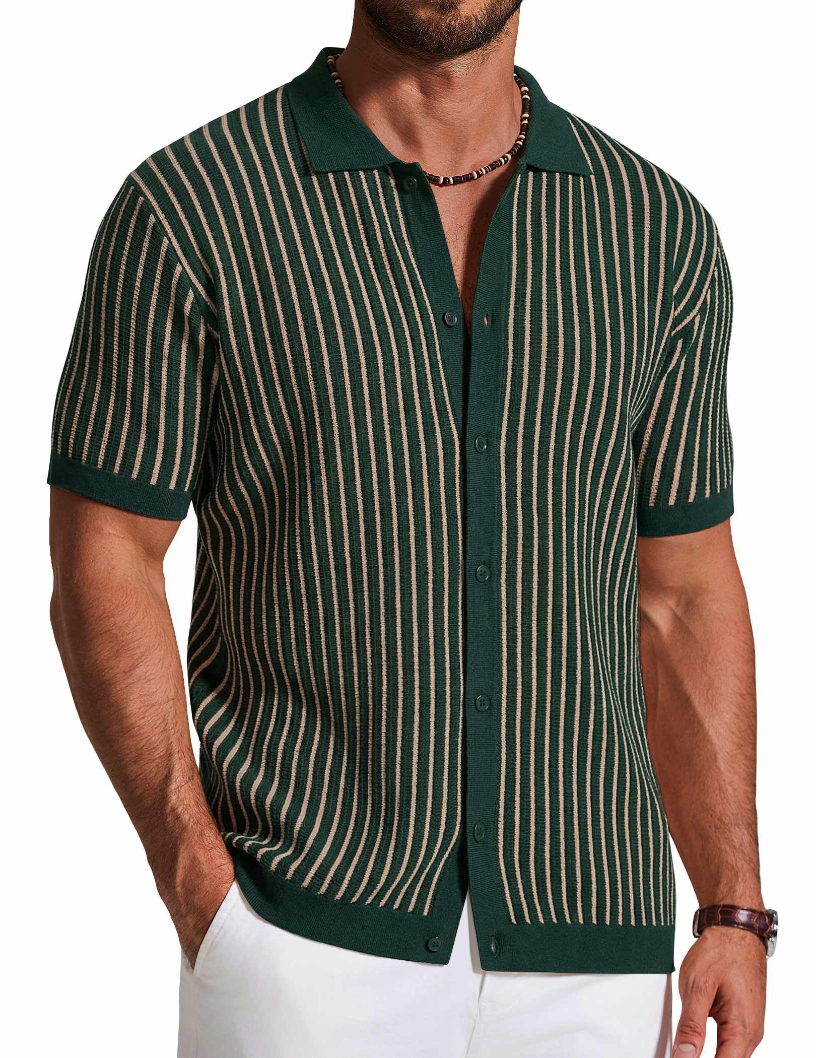 COOFANDY Mens Knit Button Down