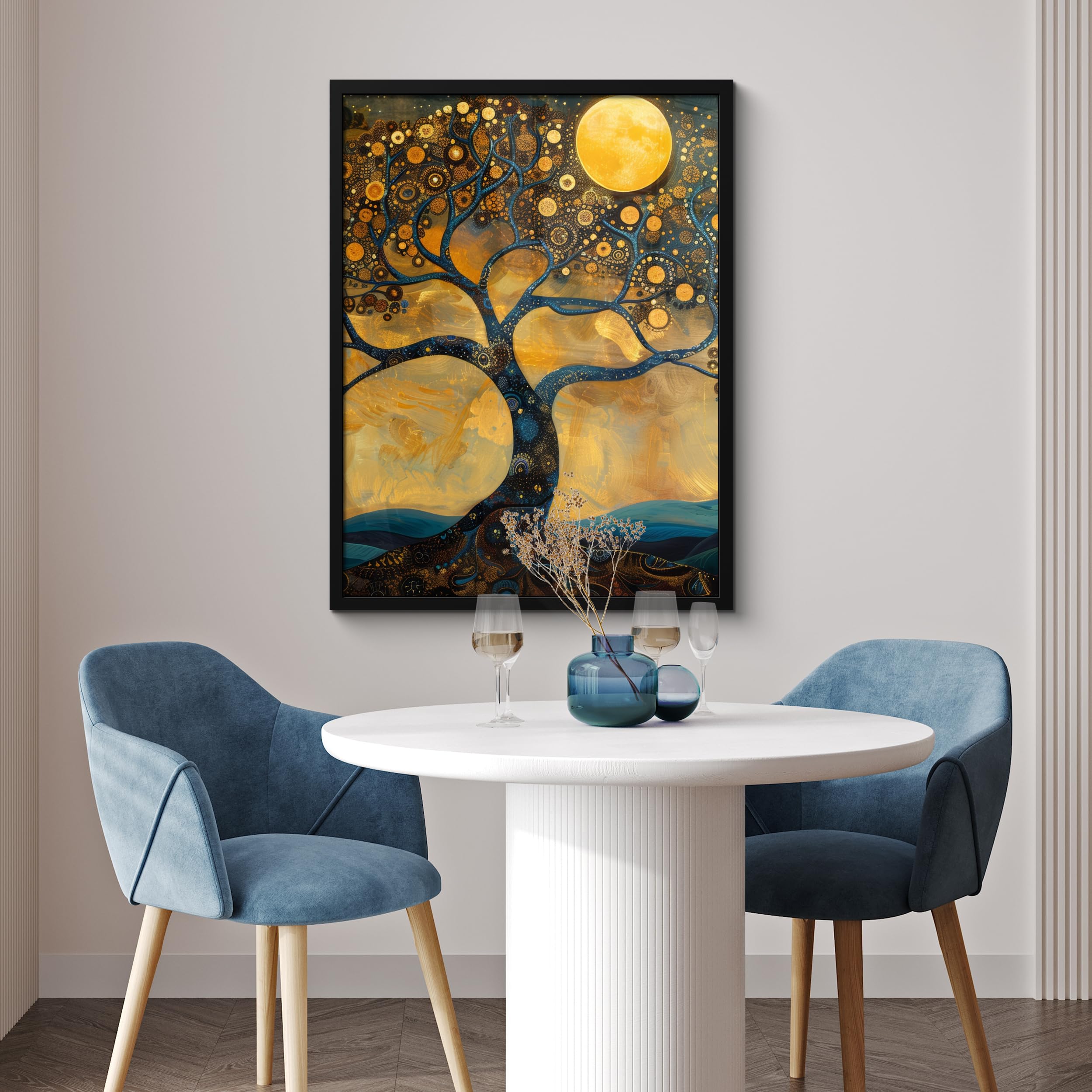 MuchoWow© Cuadros Con Marco 60x80 cm Decoración Cuadro Para Decorativa Cocina Quadros Decoração Sala Room Decor Casa Habitación Árbol - Industrial - Abstracto - Amarillo