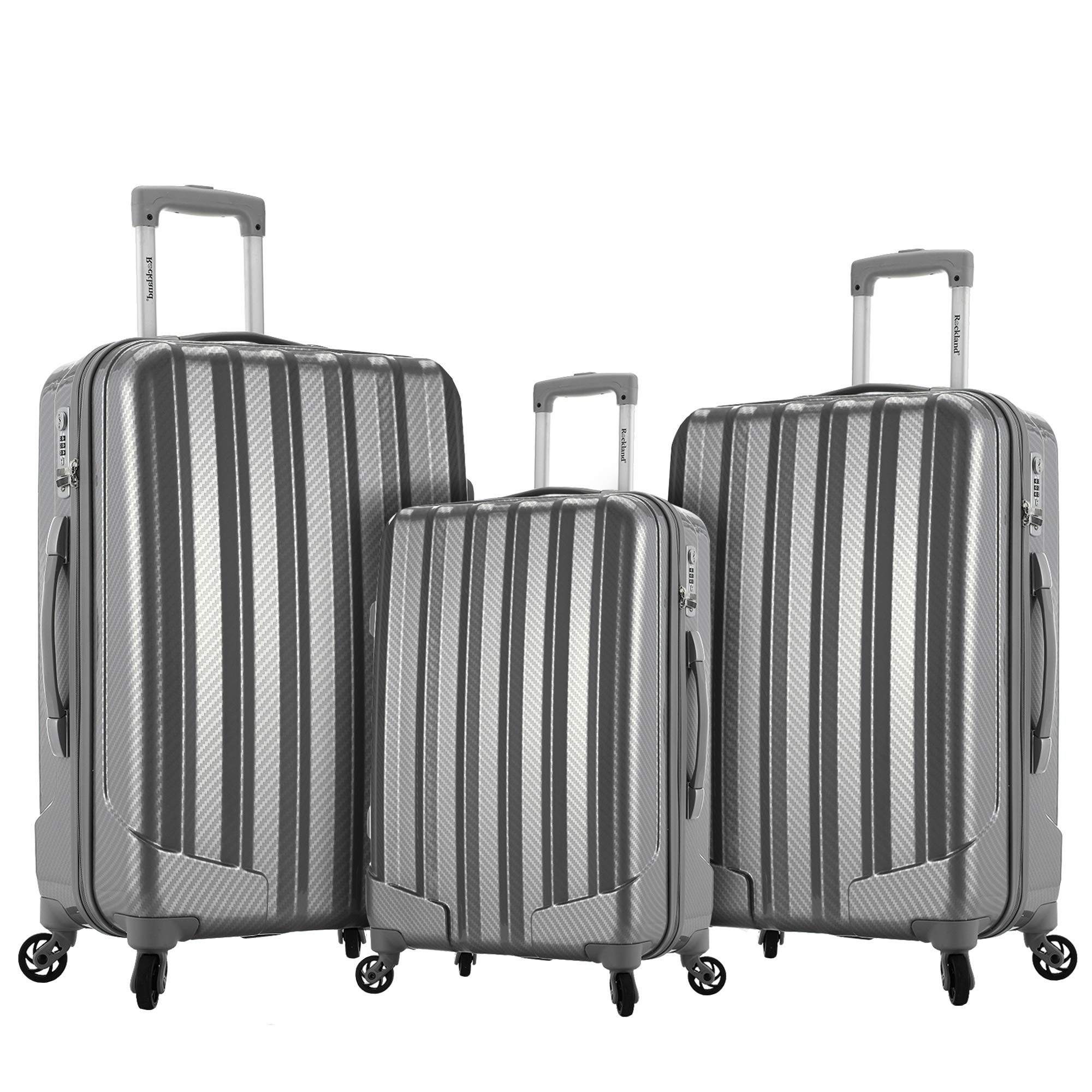 RocklandBarcelona Hardside 9 Travel Gear Luggage, Silver, 3-Piece Set (22/24/28)