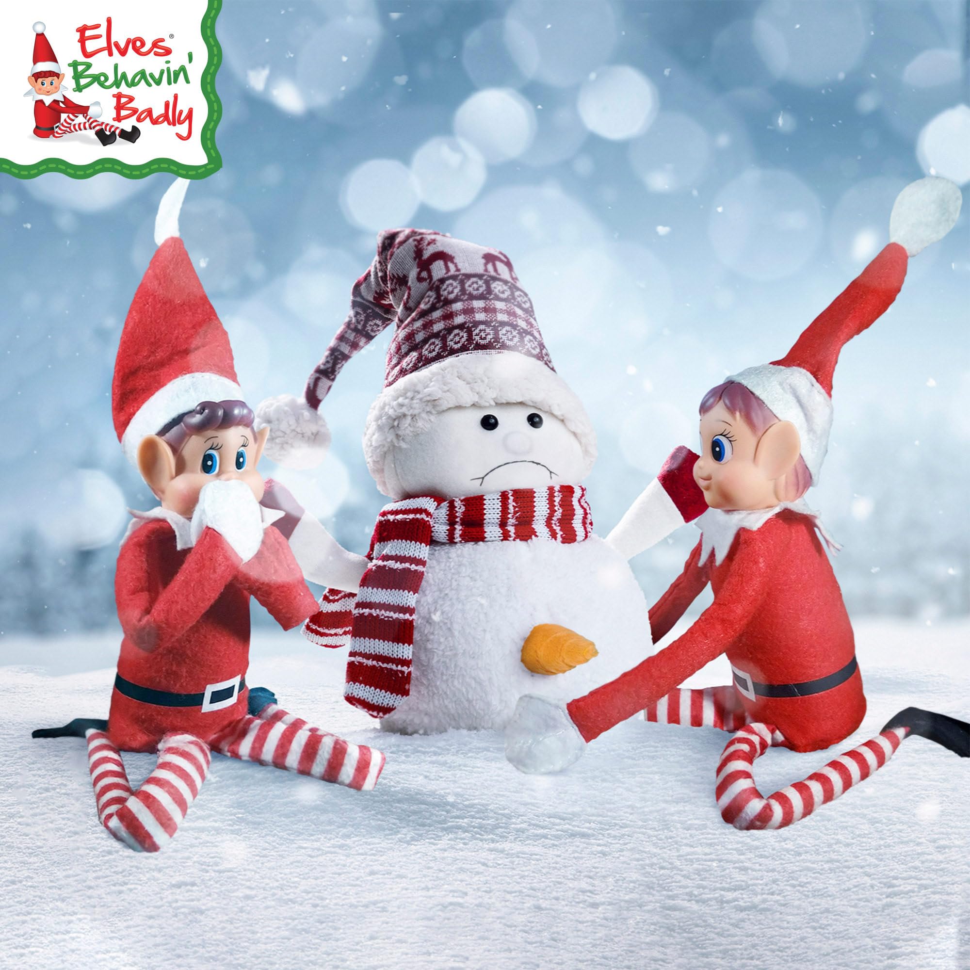 ColorBaby Elves Behavin' Badly, zestaw 2 niegrzecznych elfów, chłopca i dziewczyny, 30 cm, tradycja świąteczna, elastyczne ramiona i nogi, ręce z rzepem, lalki na Boże Narodzenie, gra dla dzieci