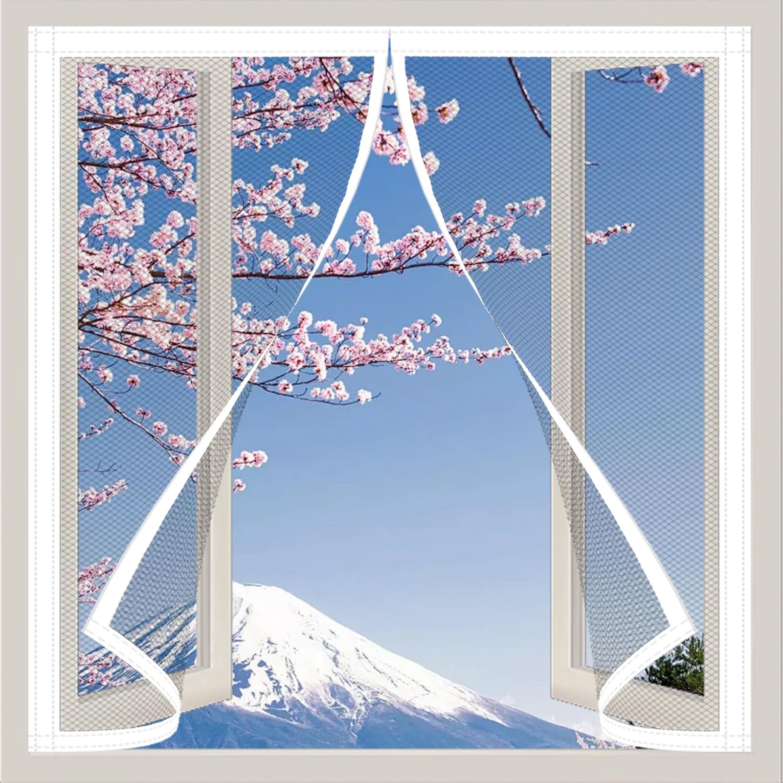 Magnetic Fly Screen Window 132 x 92 cm Keep Open Feature Ventilation Window Screen Mesh Easy Installation Hundreds of Sizes for Doors and Windows, White