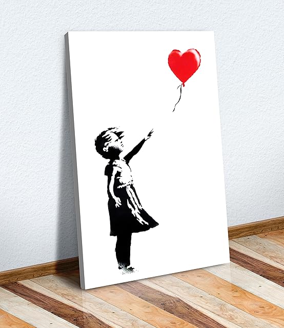 CanvasArtShop CANVAS WALL ART BANKSY BALLOON GIRL SOTHEBYS GRAFFITI 30MM DEEP FRAMED PRINT XL OPTIONS (24in x 16in / 60cm x 40cm)