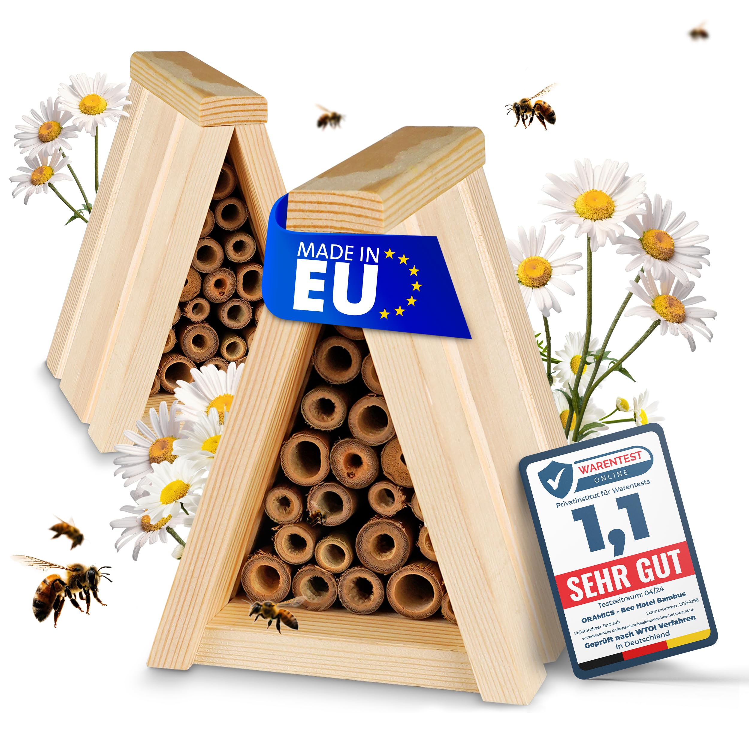 8 Stck Oramics Bienenhotel Tipi Mit Bambus Nistrhrchen  Made In Europe  Wildbienenhotel