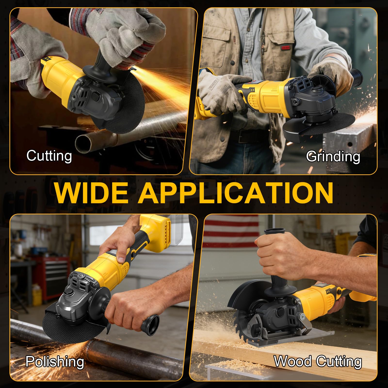 Amoladora angular inalámbrica 2 en 1 de 125 mm y sierra circular para Dewalt 20 V máximo (sin batería), rotación de 180° e inclinación de 45°, 3 velocidades 9300 rpm, sin escobillas con pantalla LED