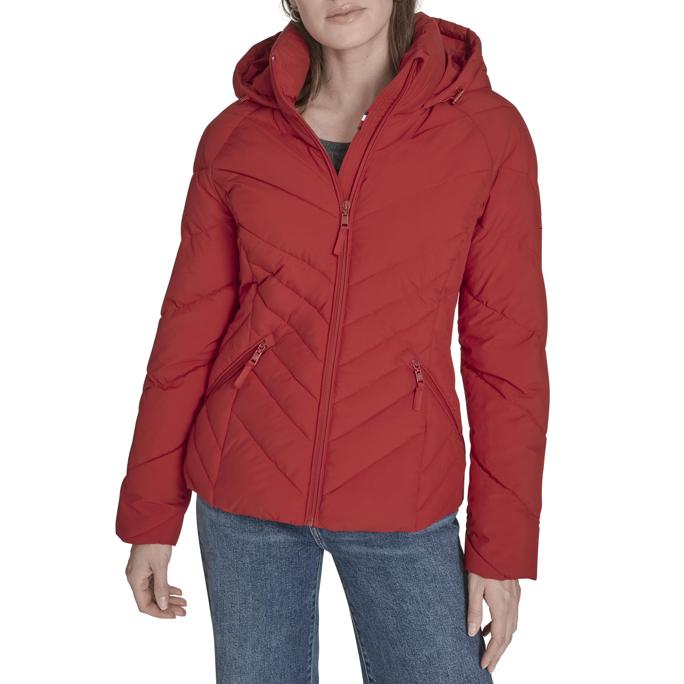 Tommy Hilfiger Women's Every Day Lightweight Packable Coat, Crimson, L