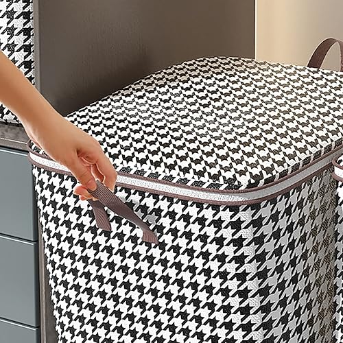 Miniatura 3 de Bolsas de almacenamiento grandes para armario con asas y cremalleras dobles, contenedores plegables de tela gruesa para edredón, almohadas,