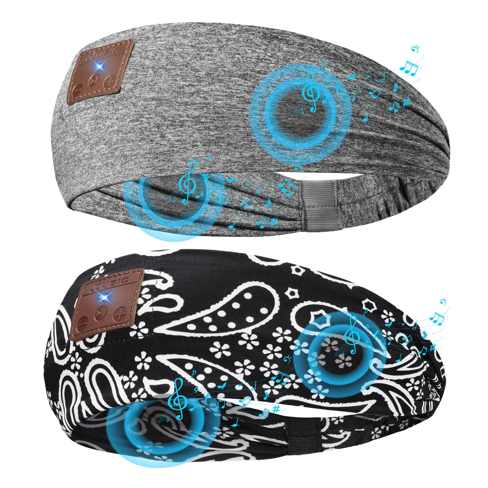 ASIILOVI 2-Pack Sleep Headphones Wireless, Bluetooth Sports Headband Headphones with Ultra-Thin HD Stereo Speakers Perfect for Sleeping,Workout,