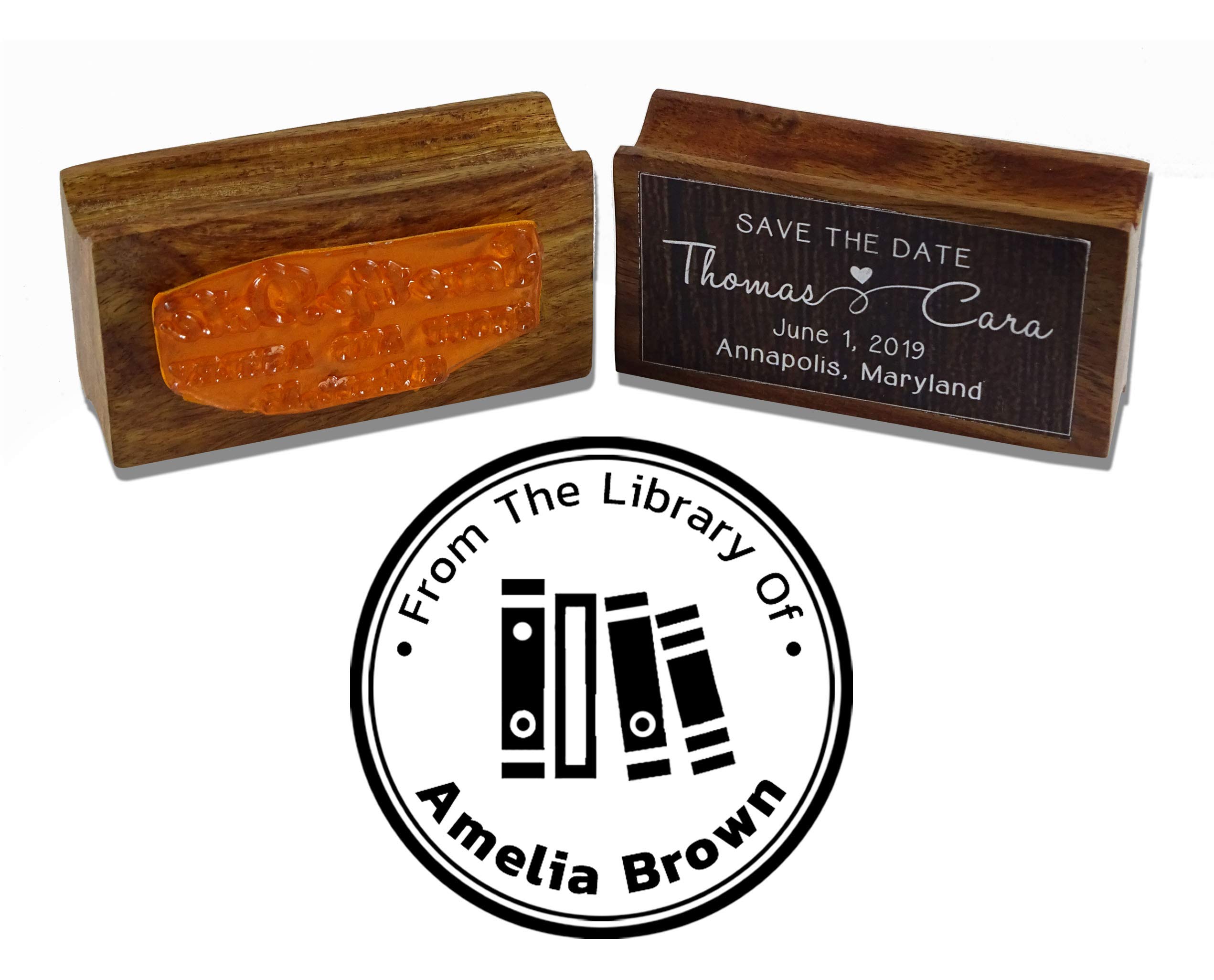 Personalized Library Round Wood Mounted Rubber Stamp Custom Custom Teacher Stamper-1.77 Inches Diamater