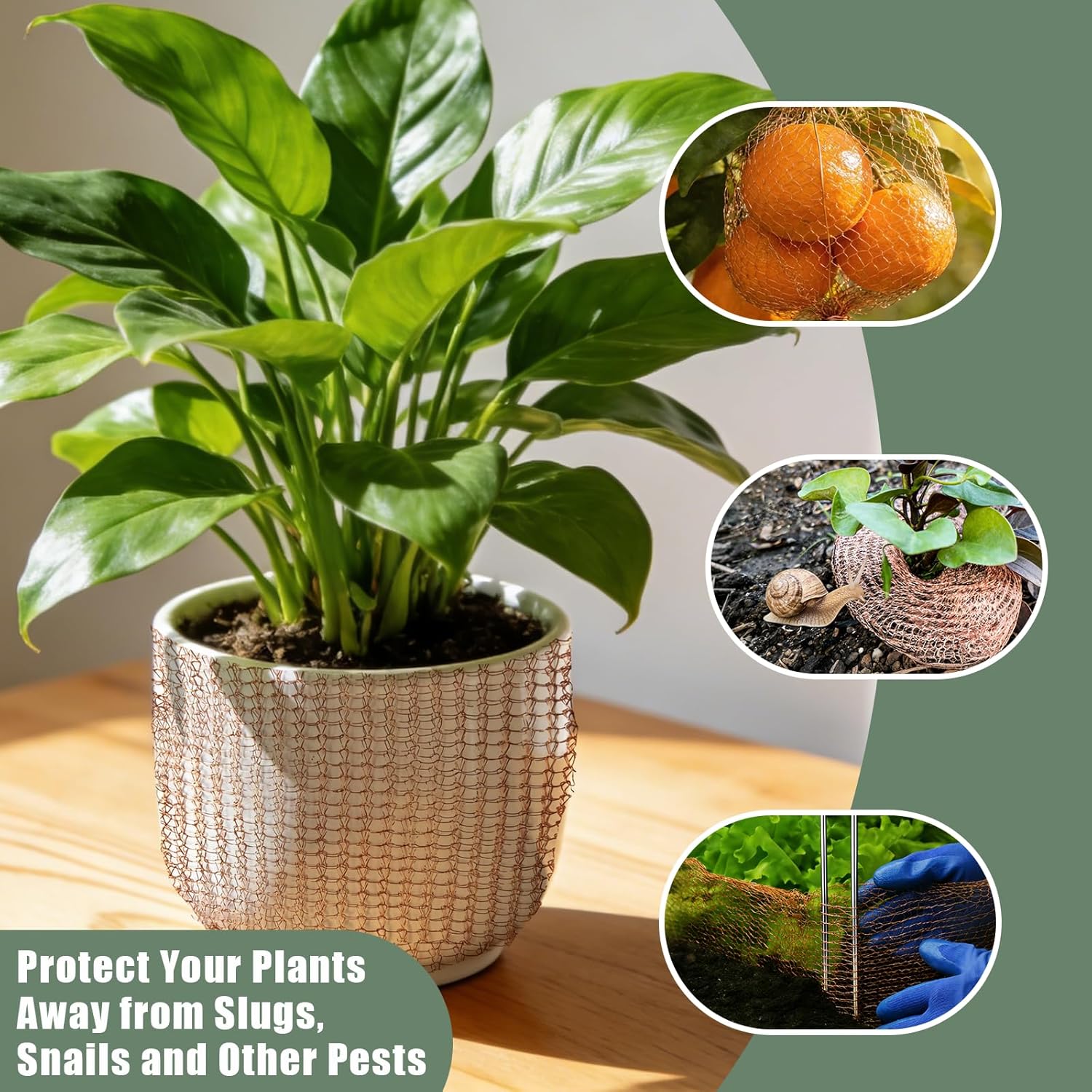 Copper Mesh Rodent Control, 5" x 100 ft Rustproof Copper Mesh Roll 100% Premium Copper Wool for Sealing Holes, Blocks Slugs, Snails, Mice & Pests – with Scissors, Gloves Shovel & 8PCS Lawn Staples