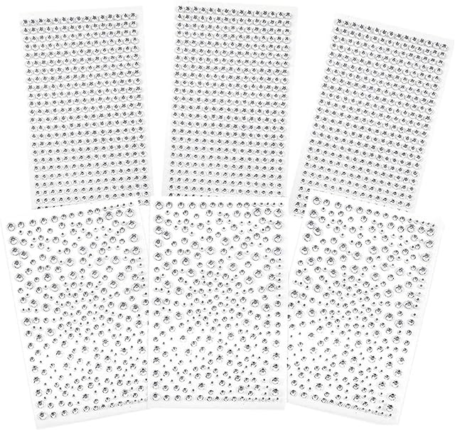 6 Sheets Clear Rhinestones Stickers, 2070 PCS Assorted Size Bling Gems Stickers Self Adhesive Stickers for Nail Face Hair Clothes DIY Craft