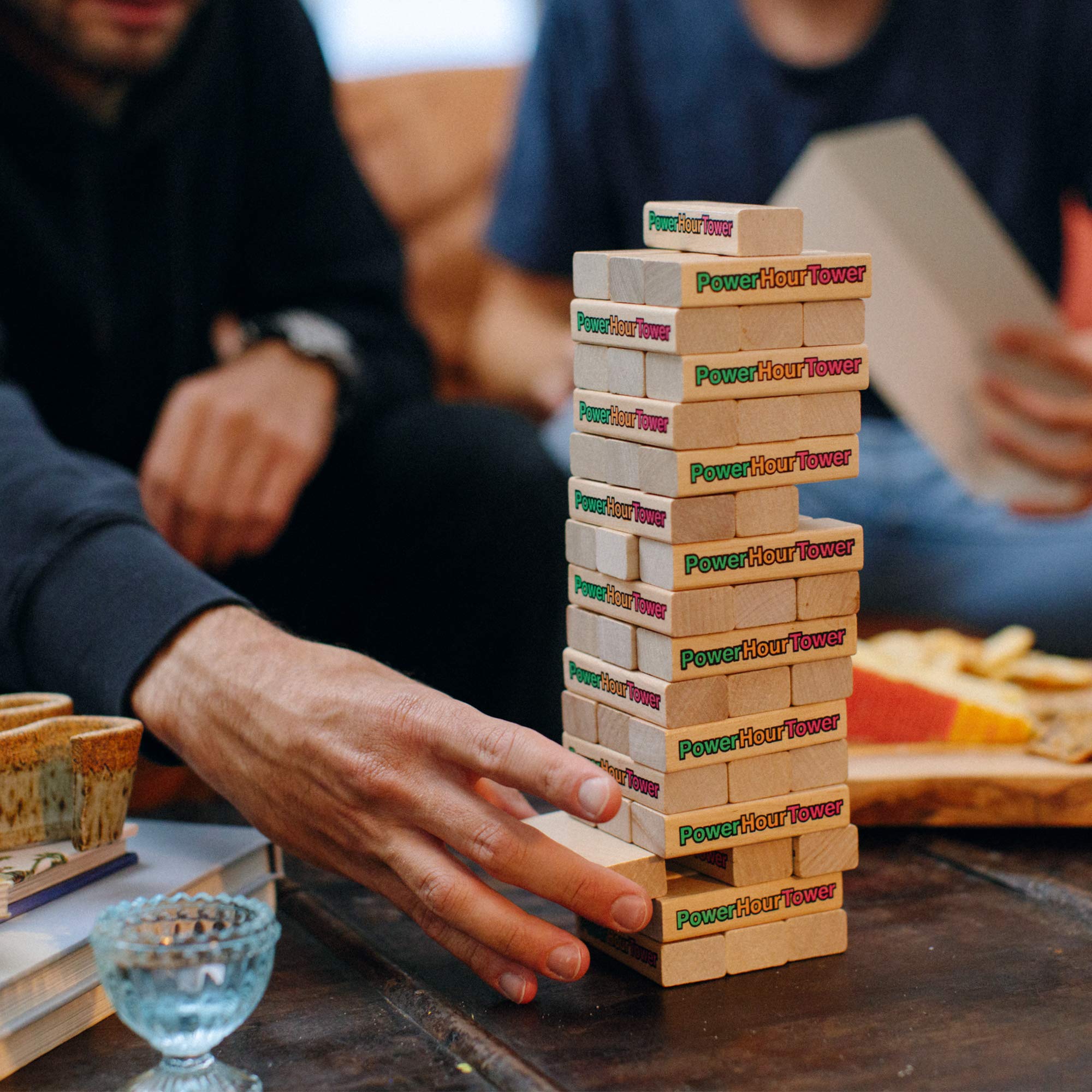 Power Hour Tower Party Game Stacking Wooden Block for Adult Group Fun