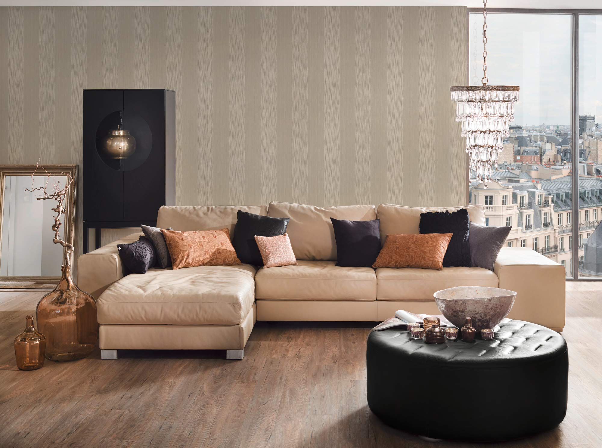 A.S. Création Architects Paper Textiltapete Tessuto Tapete mit Blockstreifen 10,05 m x 0,53 m beige Made in Germany 956606 95660-6