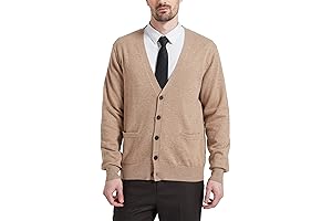 Kallspin Men's Cardigan Sweaters Wool Blend V Neck Button Down Sweaters with Pockets