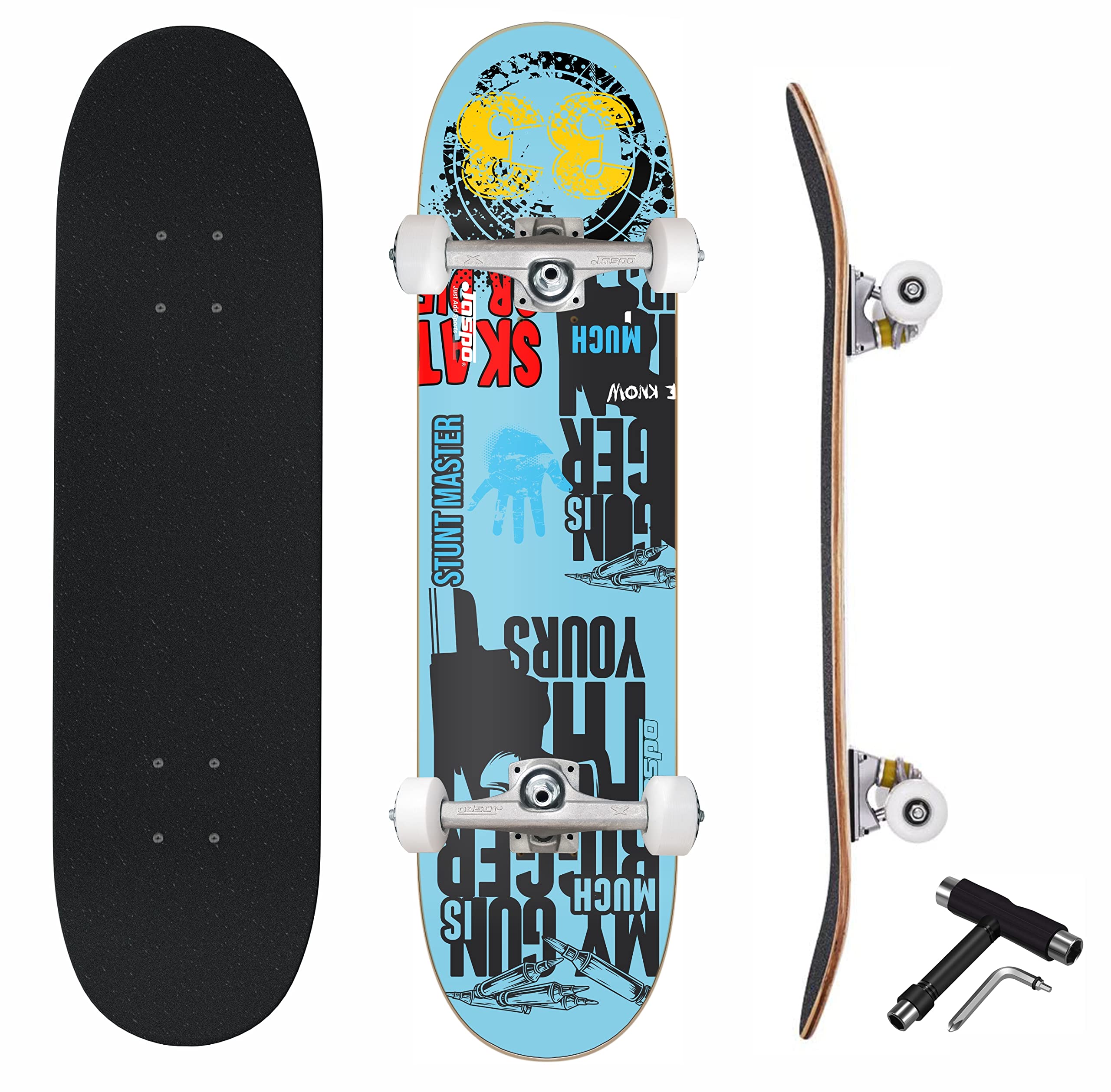 Jaspo Stunt Master 7 Layer Indian Teak Wood Skateboard (31X8) Double