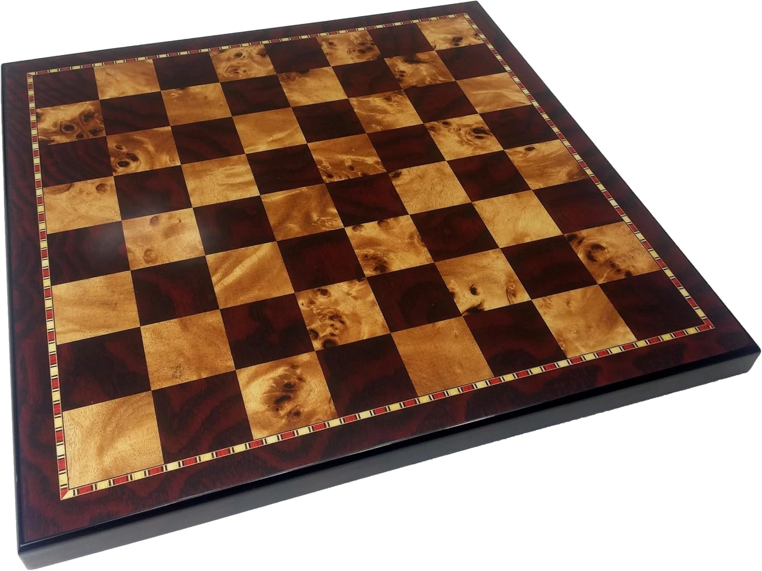 HPL 18" High Gloss Cherry & Burlwood Color Chess Board