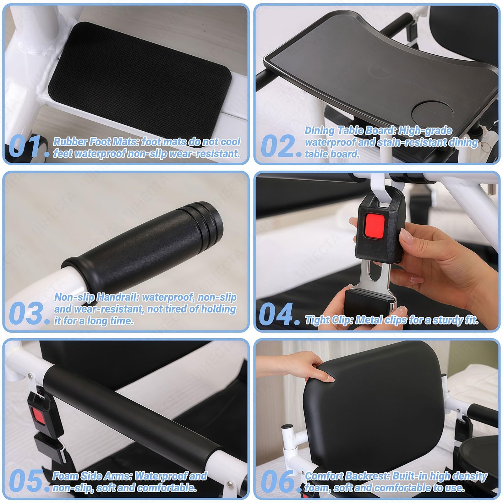 GrúA HidráUlica para Personas Mayores, Silla De Traslado con GrúA EléCtrica para Pacientes, Altura Ajustable, con Mesa, Silla Ducha con ElevacióN, para Personas Discapacidad