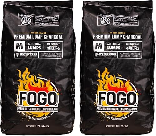 Miniatura 15 de FOGO Carbón vegetal de madera dura, tamaño mediano, calidad de restaurante, para asar y ahumar, bolsa de 17.6 libras