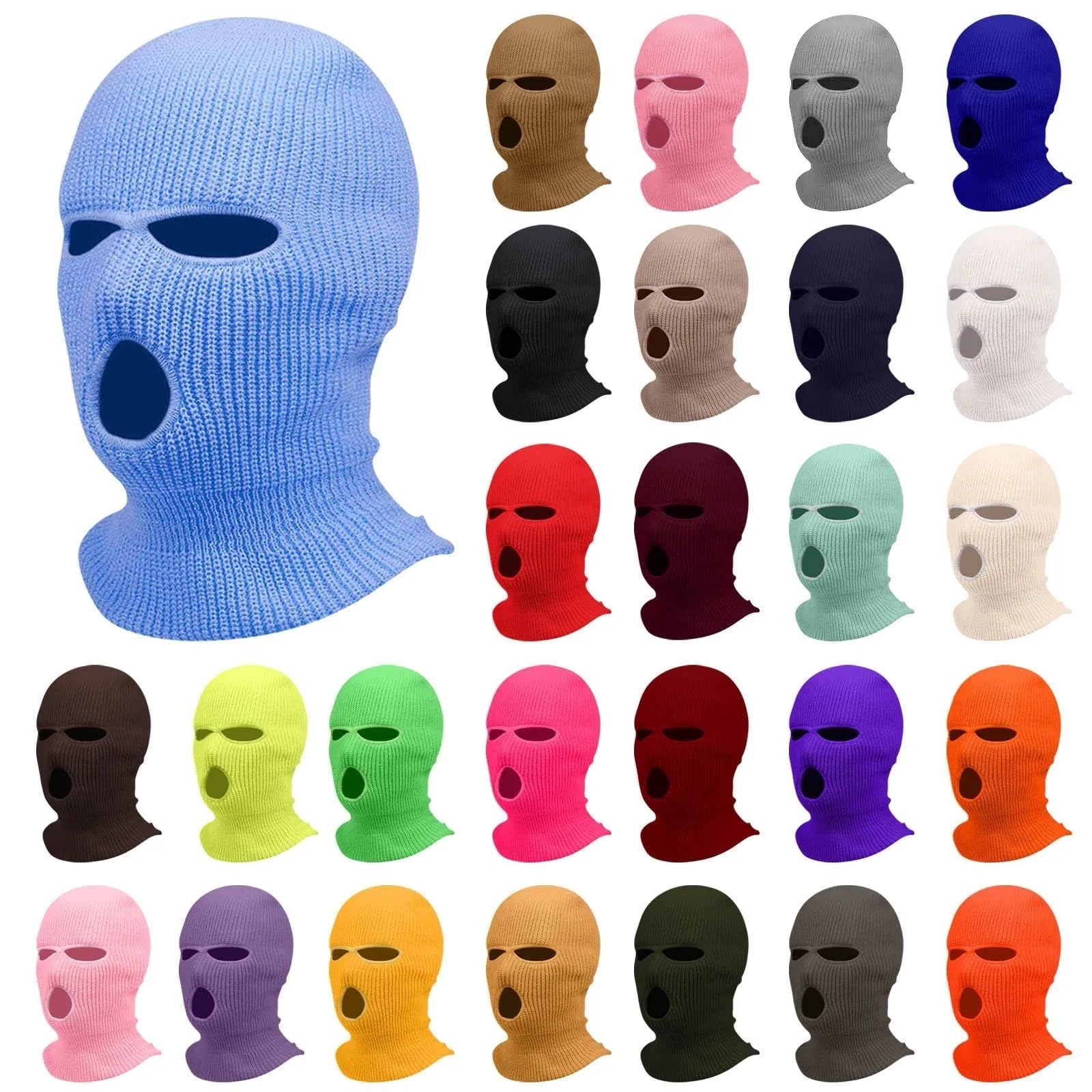 2Pcs Ski Mask Windproof Full Face Knit Hats Ski Mask Men Warm Winter Hats Knitted 3 Holes Ski Mask(Coffee)