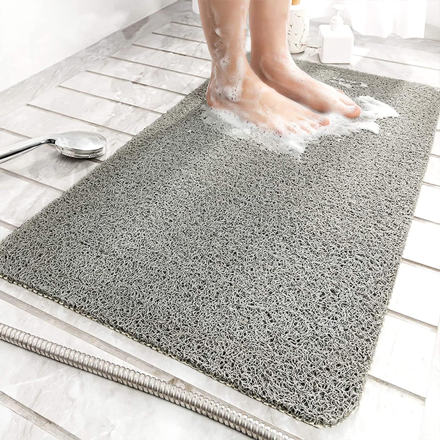 Tapis De Douche Antidérapant En Luffa PVC - 40x60 Cm, Drainage Rapide, Séchage Rapide, Confortable, Pour Baignoire Ou Douche