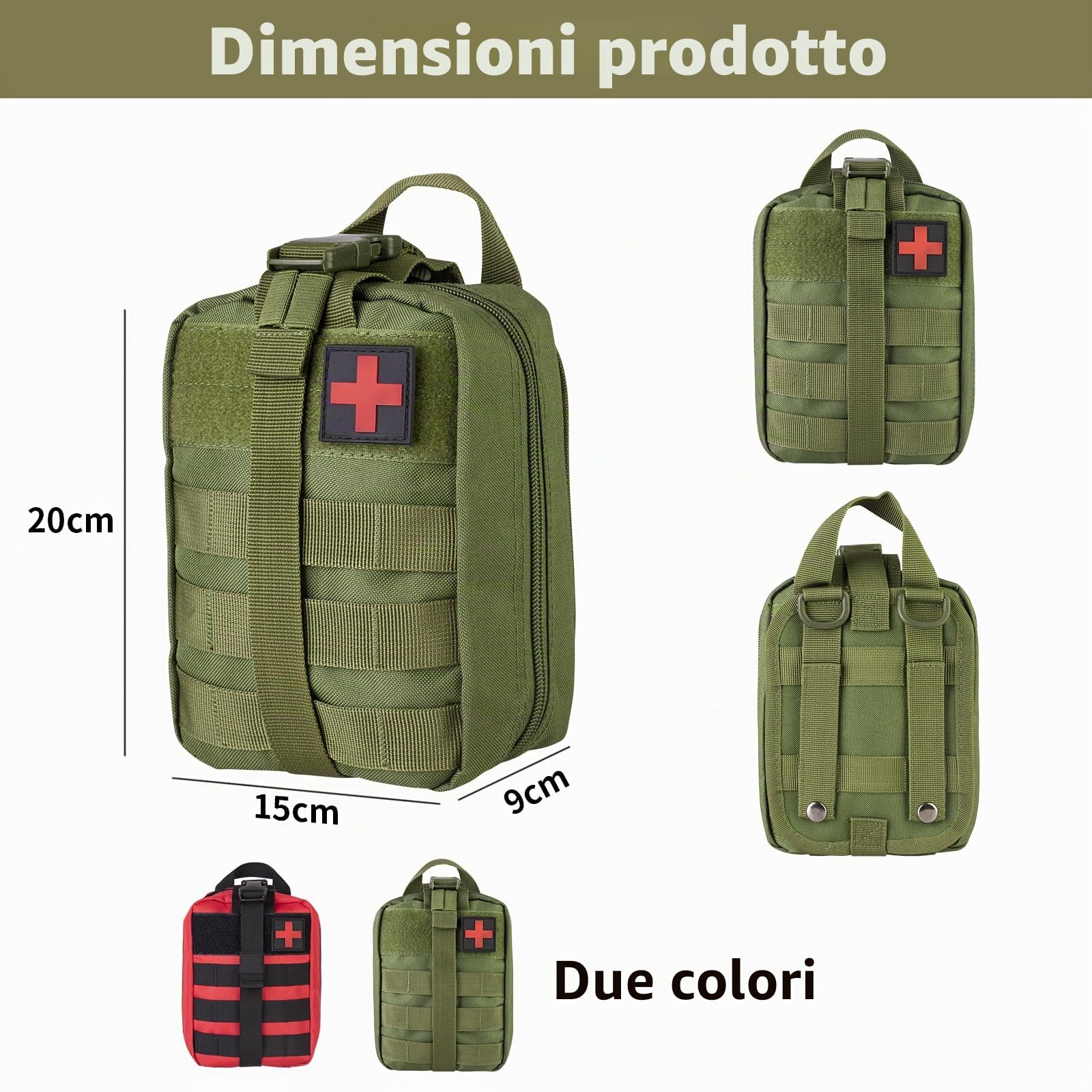 Tentock Borsa di sopravvivenza in tela Borsa all'aperto tattica per l'auto, attrezzatura di emergenza medica per il campeggio escursionistico (Red)