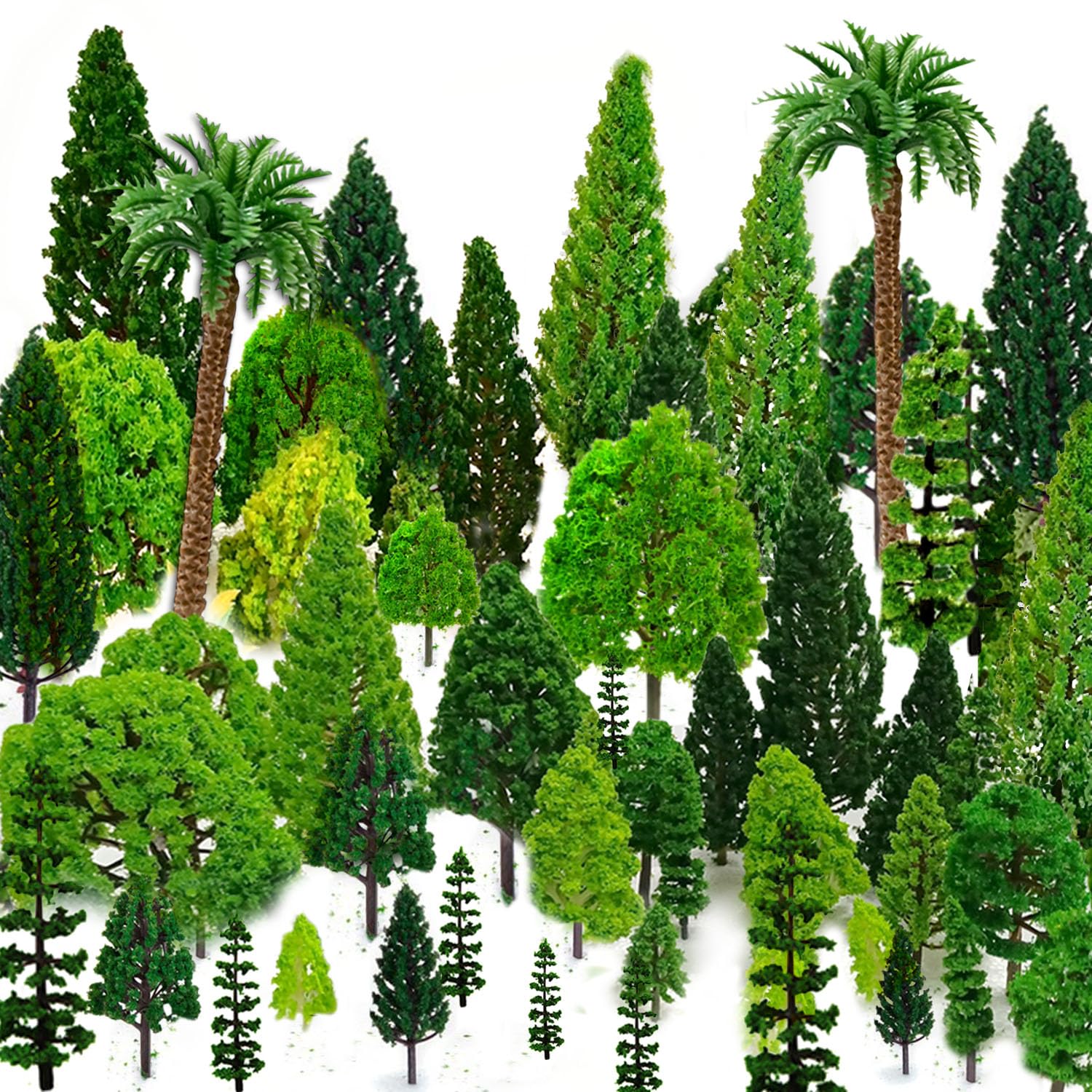 36pcs Mixed Model Trees, 1.5-6 inch(4-16 cm), Diorama Supplies, Model Grass, Miniature Trees for Projects with No Bases