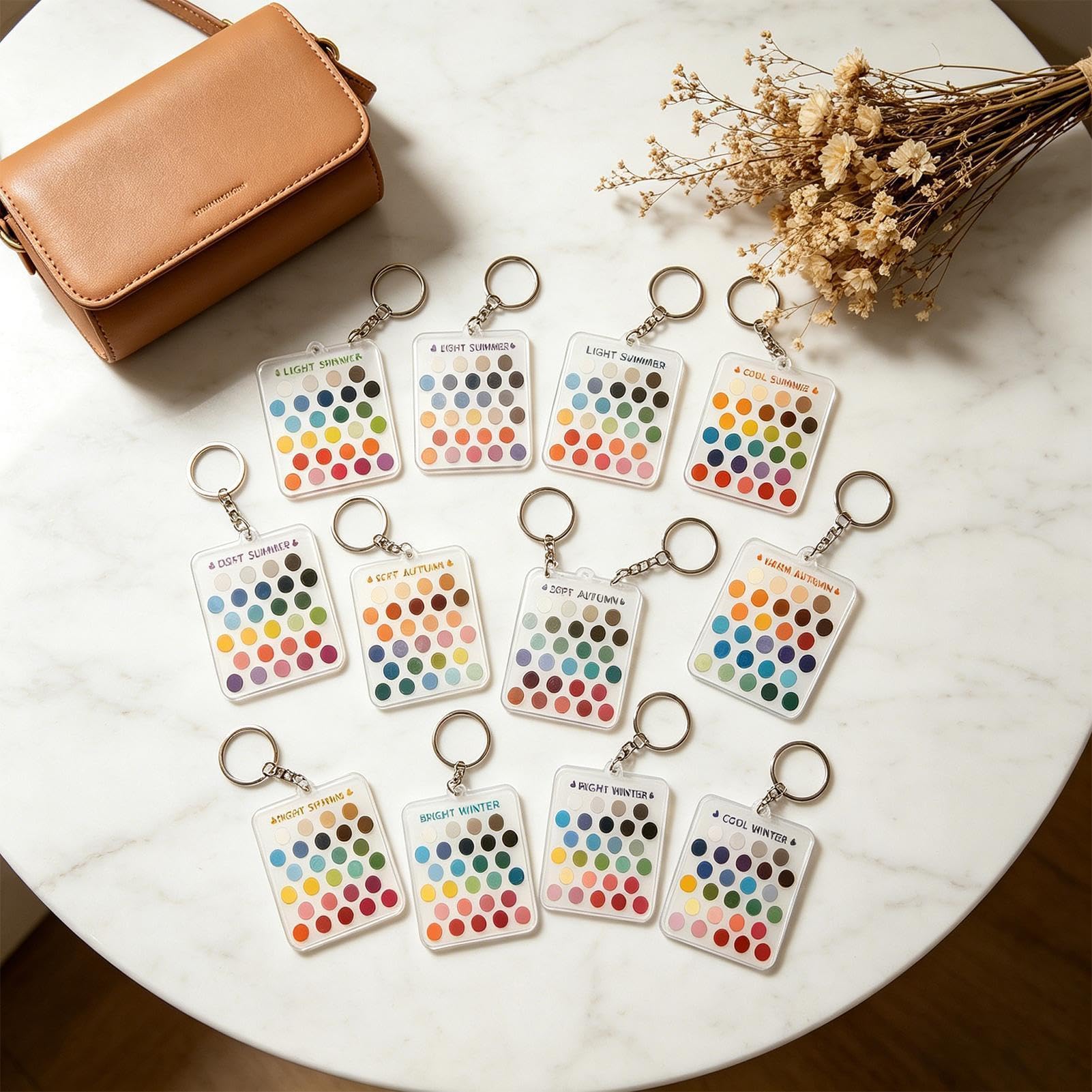 Cartes de palette de couleurs acrylique 12 pièces – Guide de garde-robe saisonnier portable, échantillons de style professionnels