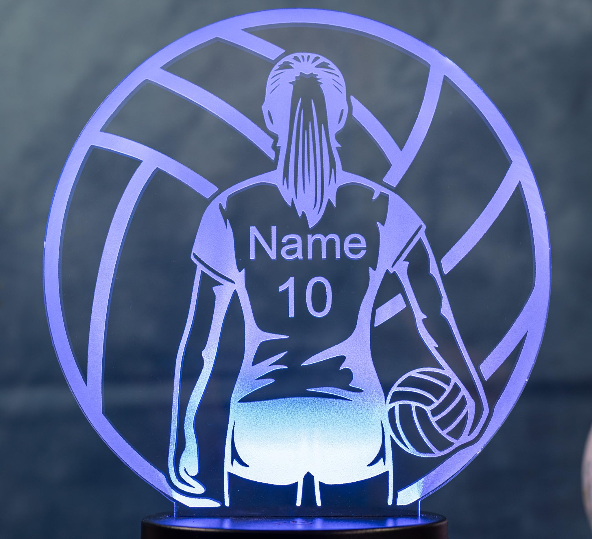 Volleyball Lampe personalisiert – LED Nachtlicht mit Name & Trikotnummer | Geschenk für Mädchen & Frauen | Volleyball Spielerin Deko Light für Kinderzimmer & Sportfans