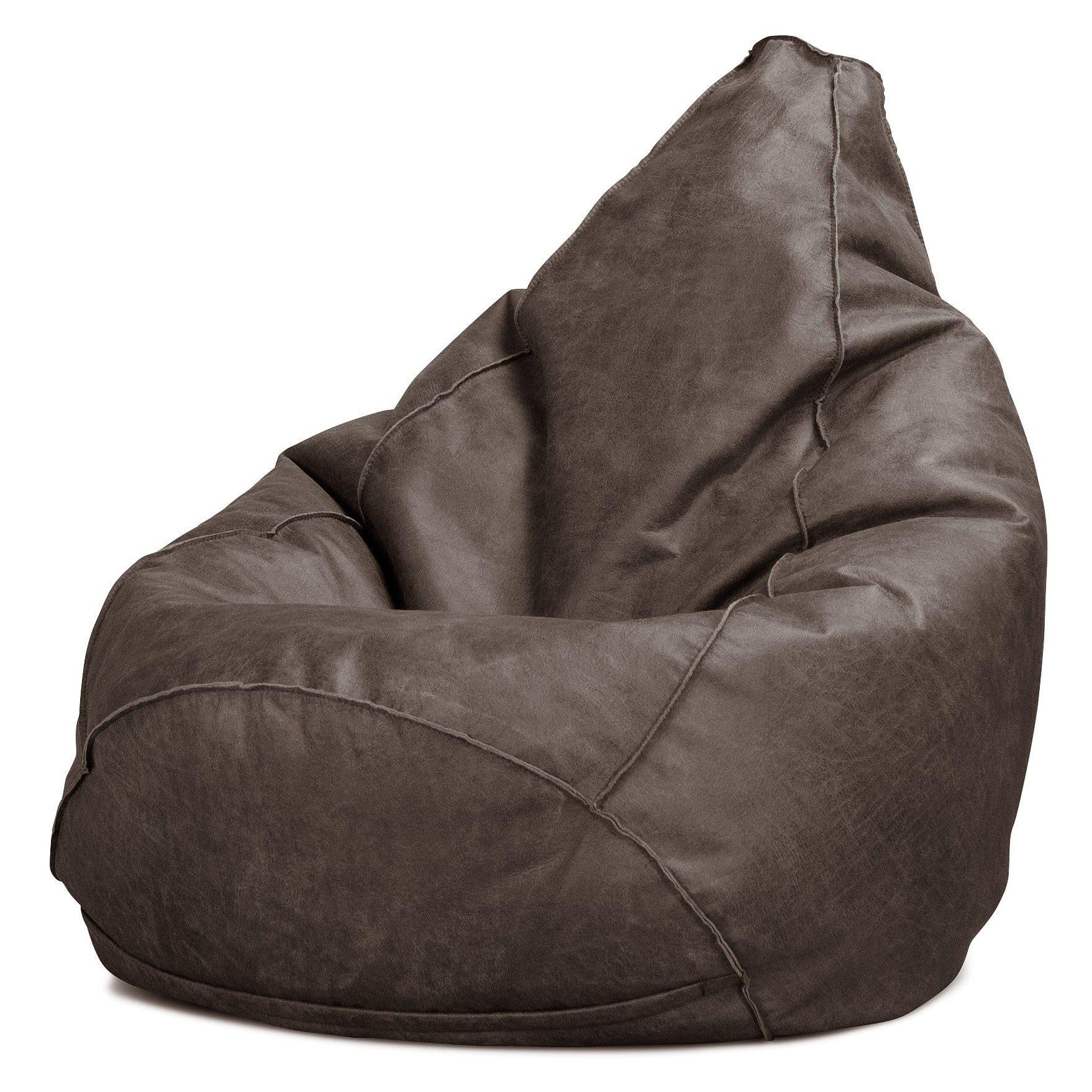Lounge Pug - Distressed Leather - Bean Bag Chairs - HIGHBACK Gaming Chair Beanbag UK - NATURAL SLATE