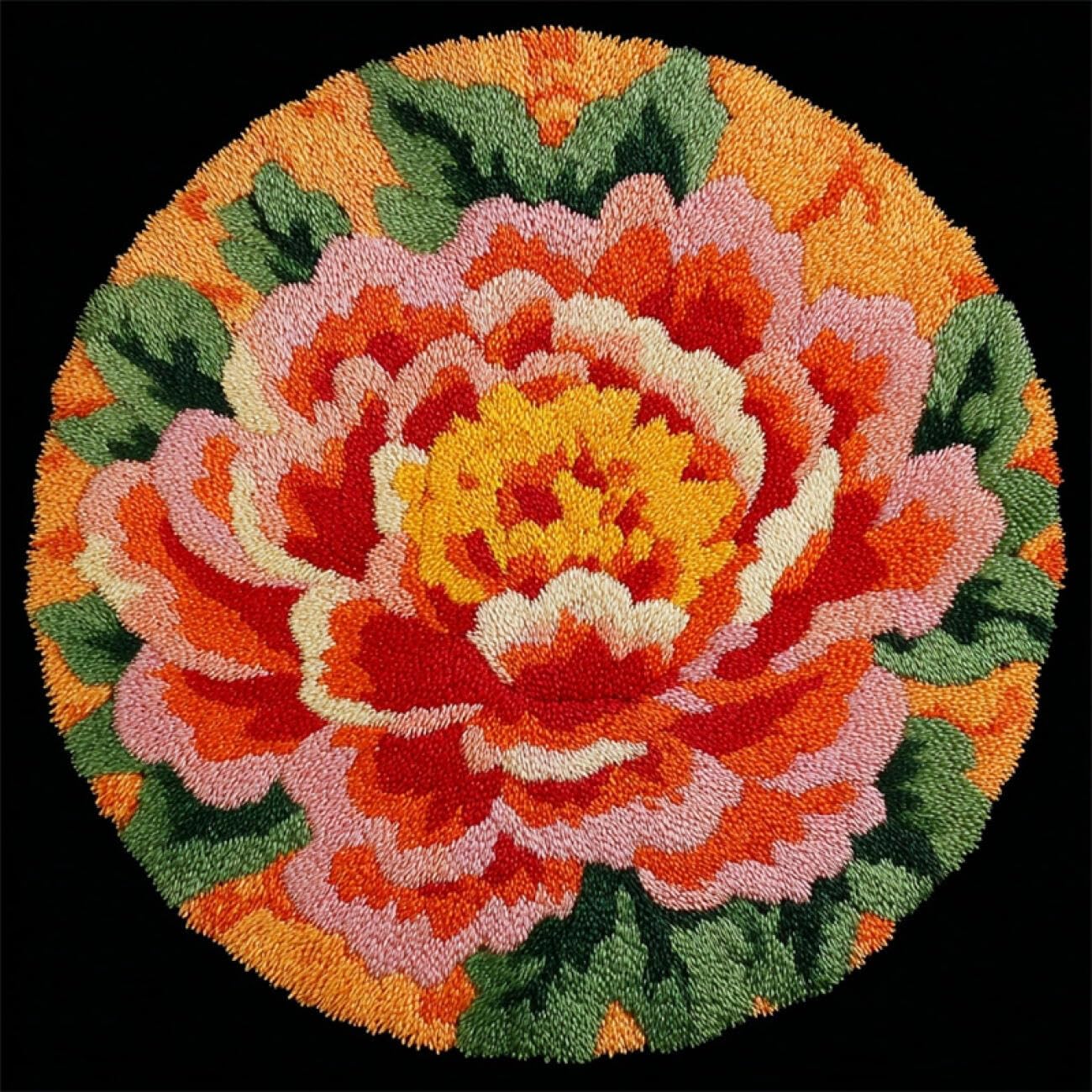 Kitquiver Rug Making Kit for Adults Pink Peony 50x50cm