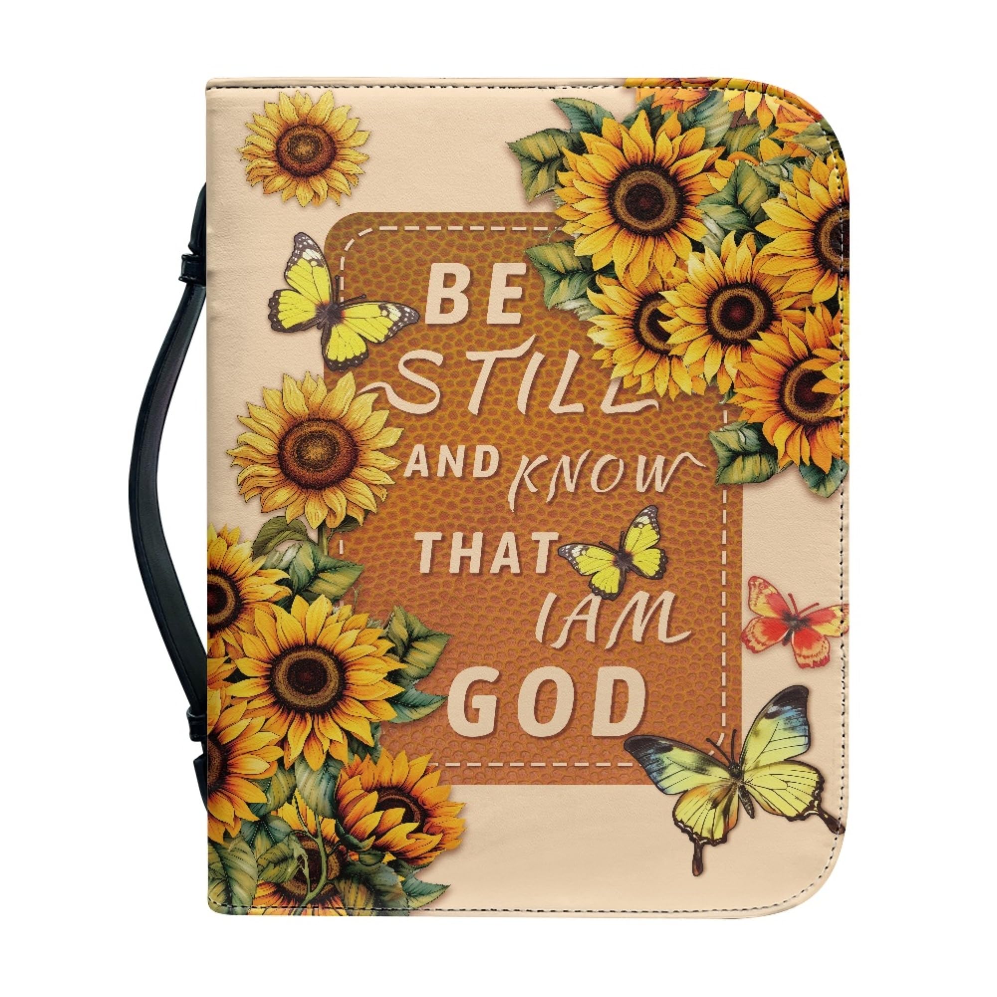 Bengbobar Bible Cover - Sunflower Butterfly Christian Gift for Women - Yellow Medium 6x9