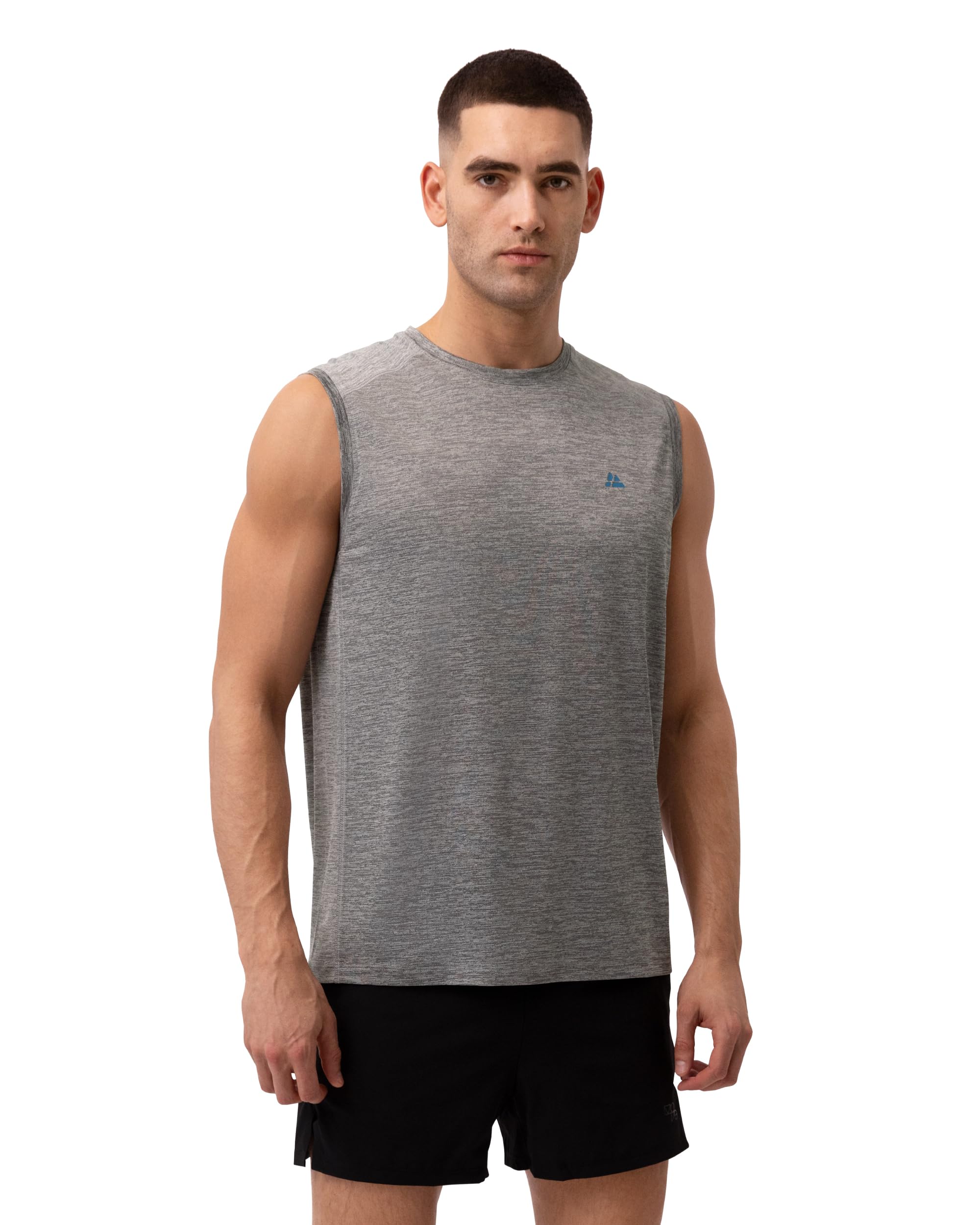 DANISH ENDURANCE Tank Top for Men, Gym Running Vest, Athletic Sleevless Tshirt, 1 or 2 Pack, Grey Mélange, Large