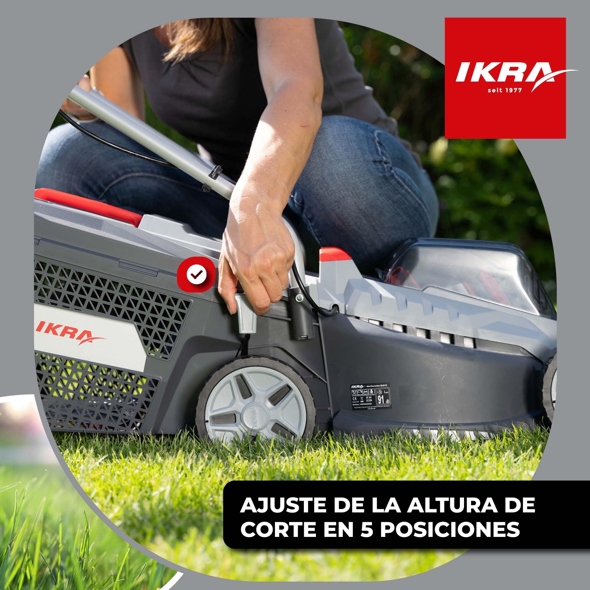 IKRA cortacésped IB-LM 33, 33 cm, sin batería de 36 V ni Cargador | Compatible con Bosch, recomendado para 250 m², altura de corte 30-70 mm, cesta de recogida 30l, ligero, compacto y ergonómico
