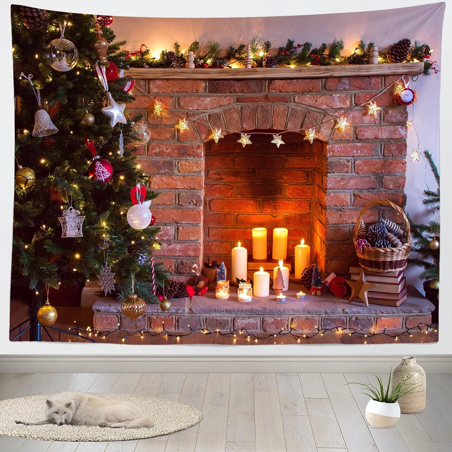 Generisch Wandteppich Weihnachten Wandtuch Weihnachten, Wandteppiche 240x260 cm Tapisserie Wandbehang Stoff Wanddeko für Wohnzimmer Schlafzimmer Wohnheim B-3311