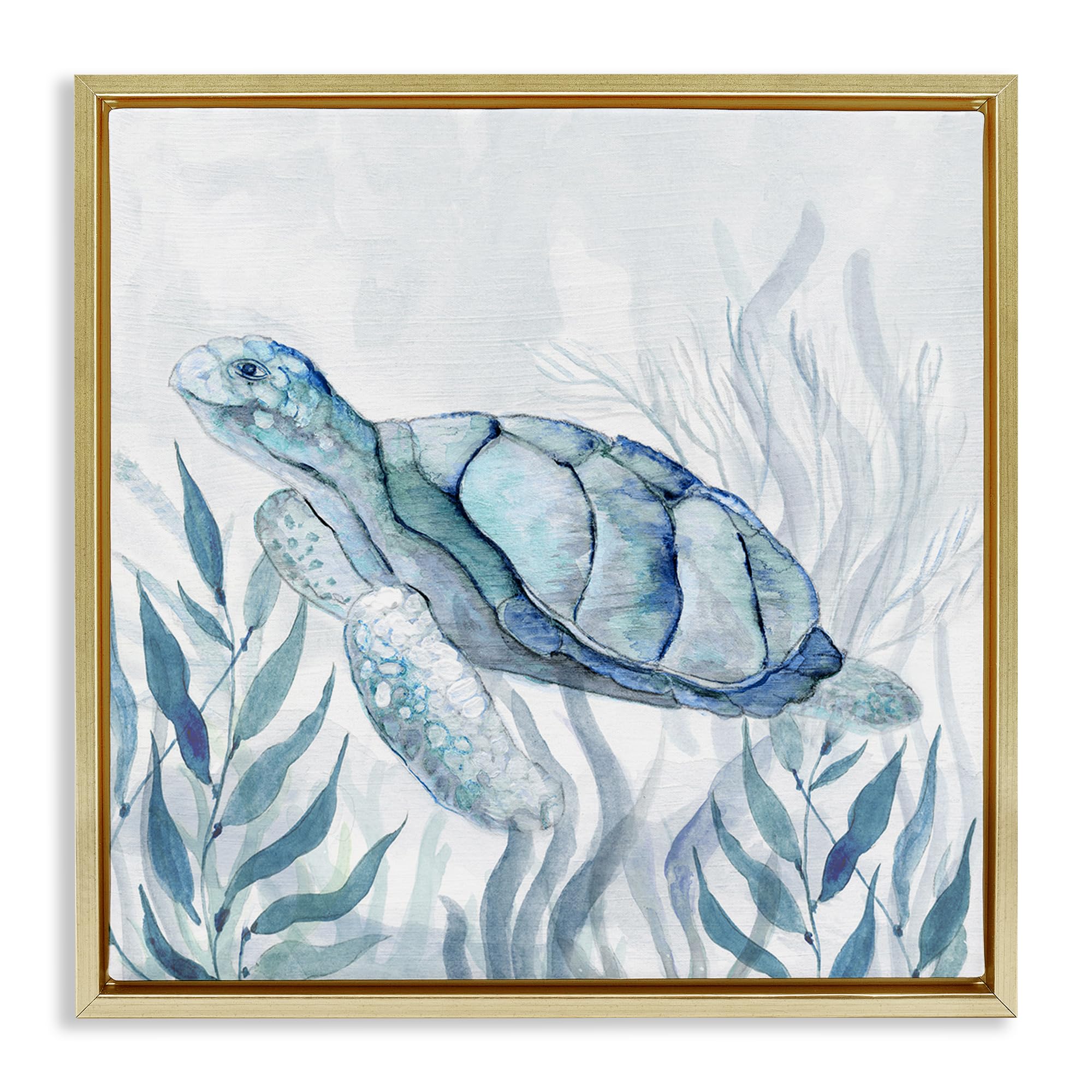 'Sea Turtle with Subtle Smile'| Floating Frame Canvas Art