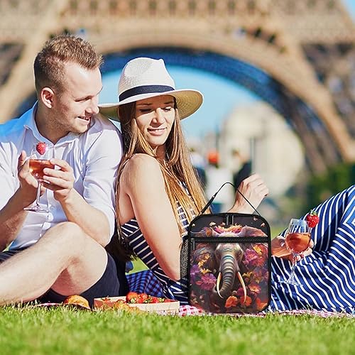 Miniatura 6 de Beautiful Flower Elephant Insulated Lunch Bag for Women Men Reusable Lunch Box Tote Bag for Work Travel