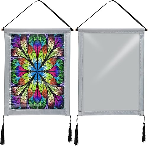 Nuanchu Paquete de 2 marcos colgantes de diamantes de 12 x 16 pulgadas, marcos de fotos de PVC para colgar con palo de madera y kit para colgar